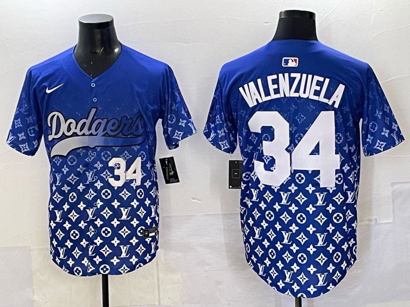 Men Los Angeles Dodgers #34 Valenzuela Blue Nike 2025 MLB jersey 06->los angeles dodgers->MLB Jersey